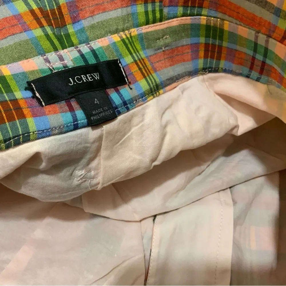 J. Crew plaid pleated high waist shorts with belt and wide legs 2 NWOT